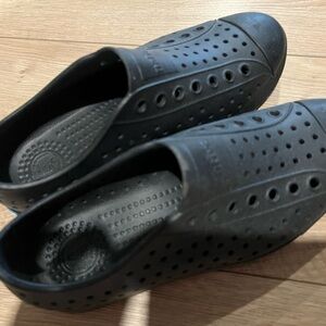 Native Black Sandals with Perforated Design